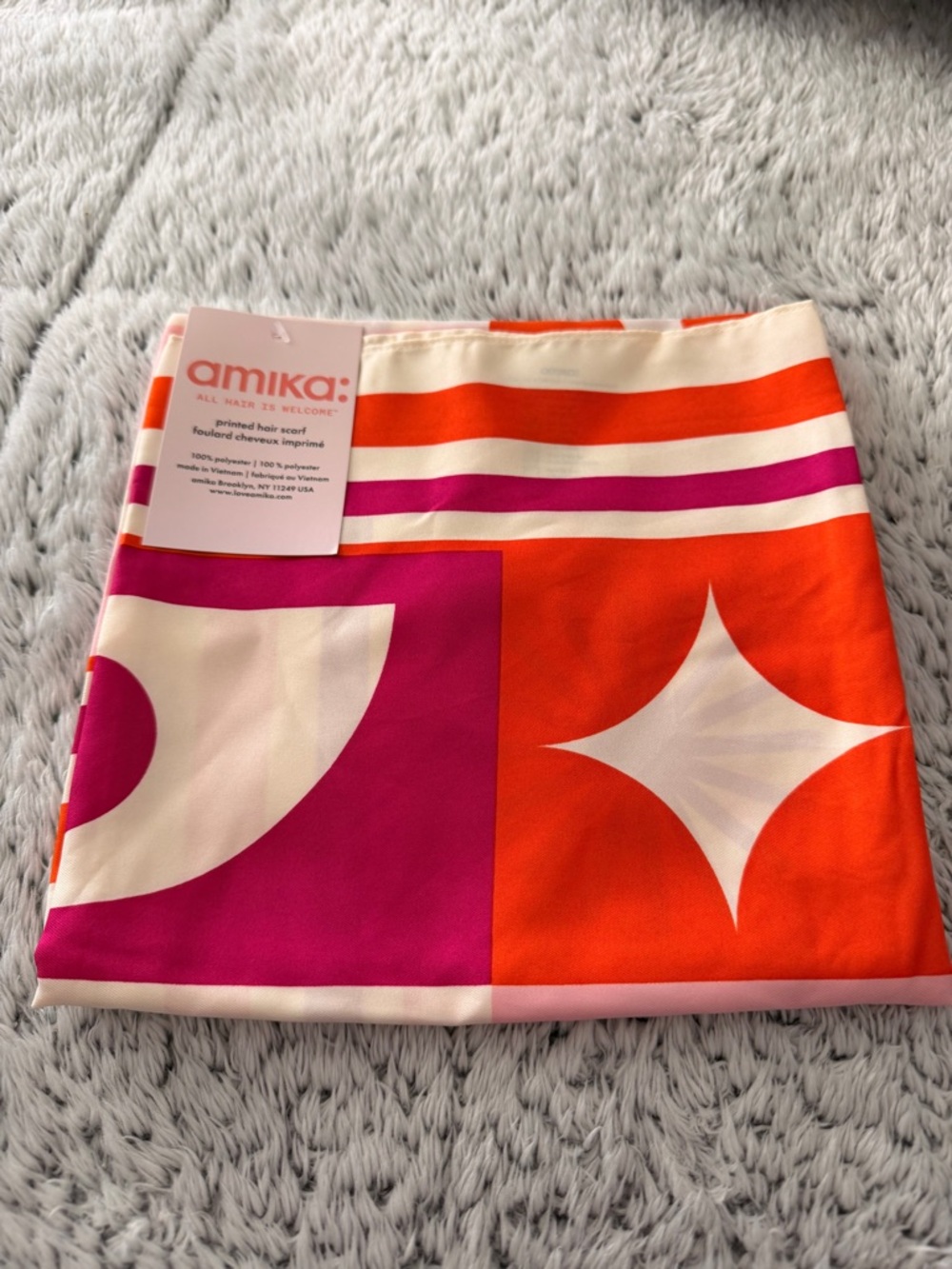 amika Pink and Orange Printed Hair Scarf